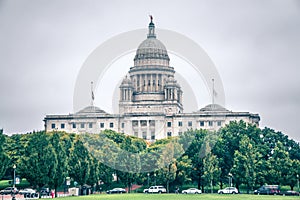 The Rhode Island State House on Capitol Hill in Providence