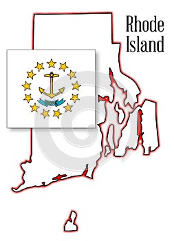 Rhode Island State Map and Flag