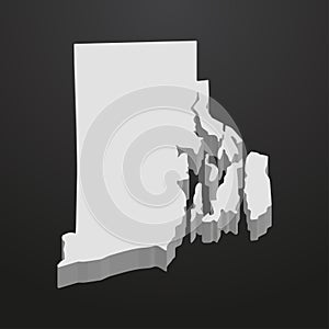 Rhode Island State map in gray on a black background 3d