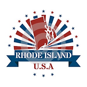 rhode island state map label. Vector illustration decorative design