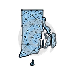 Rhode Island state map polygonal illustration made of lines and dots