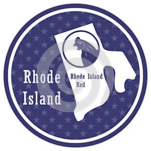 rhode island state map with rhode island red. Vector illustration decorative design