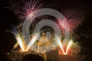 Rhode Island Statehouse with Fireworks for Gloria Gemma Waterfire