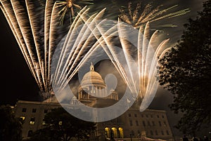 Rhode Island Statehouse with Fireworks for Gloria Gemma Waterfire photo