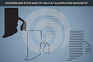 RhodeIsland State Hand Drawn Outline Map of USA