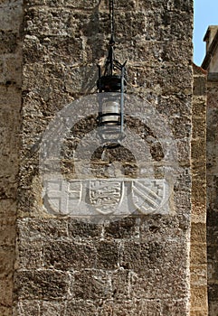 Rhodes, Church of Holy Trinity on Street of the Knights. Blazons of Grand Masters of the Order of St. John