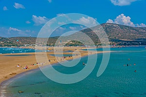 Rhodes, Greece, September 1, 2022: Panorama of Prasonisi beach a