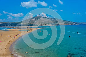 Rhodes, Greece, September 1, 2022: Panorama of Prasonisi beach a