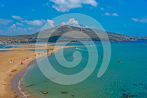 Rhodes, Greece, September 1, 2022: Panorama of Prasonisi beach a