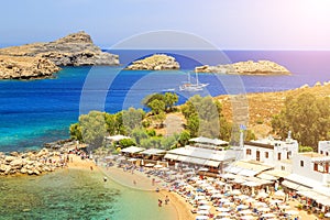 Rhodes island - famous for historic landmarks and beautiful beaches .Greece