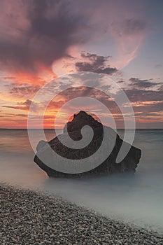 Rhodes Kato Petres Beach Huge Black Rock