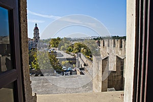 Rhodes seen through the window at the palace