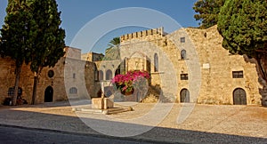 rhodes town square in medieval city