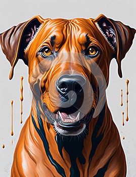 Rhodesian Ridgeback Dog white background Splash Art 2