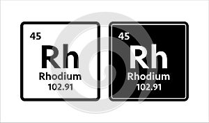 Rhodium symbol. Chemical element of the periodic table. Vector stock illustration