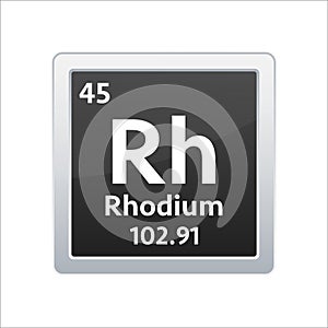 Rhodium symbol. Chemical element of the periodic table. Vector stock illustration