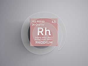 Rhodium. Transition metals. Chemical Element of Mendeleev\'s Periodic Table. 3D illustration