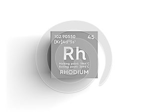 Rhodium. Transition metals. Chemical Element of Mendeleev\'s Periodic Table. 3D illustration