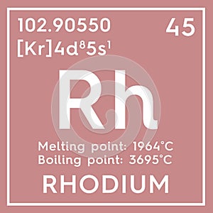 Rhodium. Transition metals. Chemical Element of Mendeleev\'s Periodic Table. 3D illustration