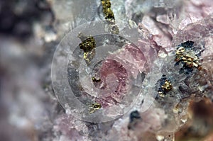Rhodochrosite MnCO3 with iron pyrite FeS2 Macro