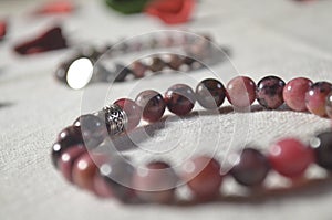 rhodonite bracelet , Pink and black rhodonite bracelet.