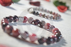 rhodonite bracelet , Pink and black rhodonite bracelet.