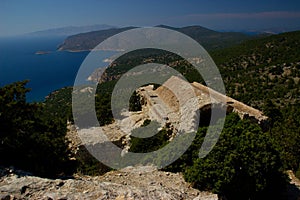 Rhodos Greece historic architecture castle of Monolithos ruins