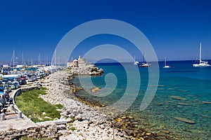 Rhodos Greece summer Beach sea ship blue sky