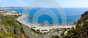 Rhodos island, Greece, Faliraki nudist beach panorama