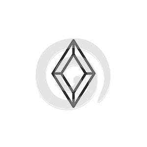 Rhomb shape diamond line icon photo