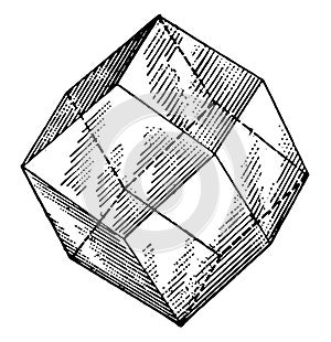 Rhombic Dodecahedron vintage illustration