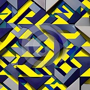 Rhombic Rendezvous: An image of a geometric pattern created with rhombuses, in a mix of contrasting colors and bold designs5, Ge