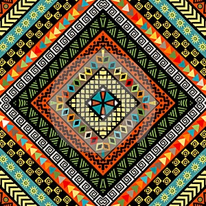 Rhomboid colorful background with ethnic motifs