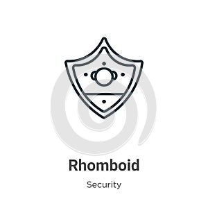 Rhomboid outline vector icon. Thin line black rhomboid icon, flat vector simple element illustration from editable security