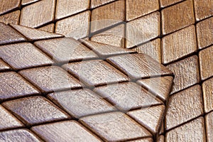 Rhombous bamboo mosaic tiles. Wood background texture