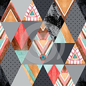 Rhombus and triangle seamless pattern. photo