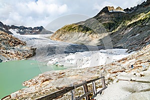 The Rhone Glacier, the source of the Rhone at Furka Pass in Switzerland