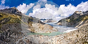 Rhone Glacier, source of Rhone at Furka Pass in Switzerland