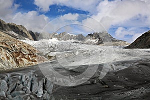 Rhone Glacier in the Swiss Alps. Switzerland