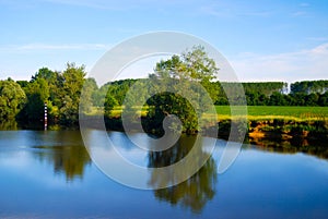 Rhone River France on Bright Blue Summer Day