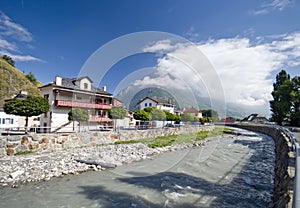 The Rhone river in Martigny