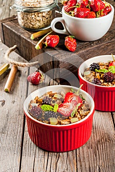 Rhubarb and berries oatmeal crumble