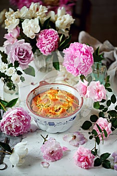 Rhubarb german  band cake.style vintage