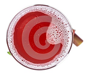 Rhubarb Spritzer isolated on white background close up; selective focus