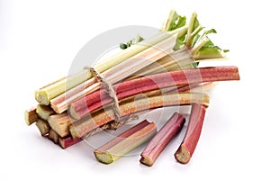 Rhubarb stalks.