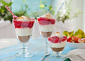 Rhubarb and strawberry dessert photo