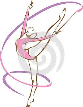 Rhymic gymnast with a ribbon