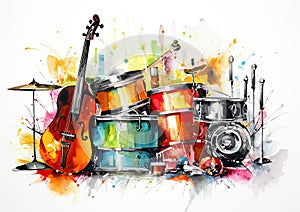 Rhythm and booze watercolour art