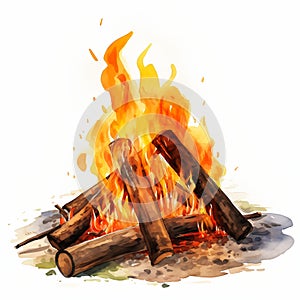 Rhythmic Flames: A Fiery Barbecue with Wooden Logs and Hip-Hop B