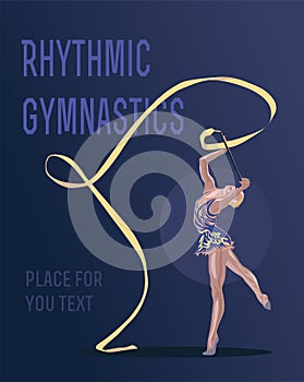 rhythmic gymnast with ribbon banner